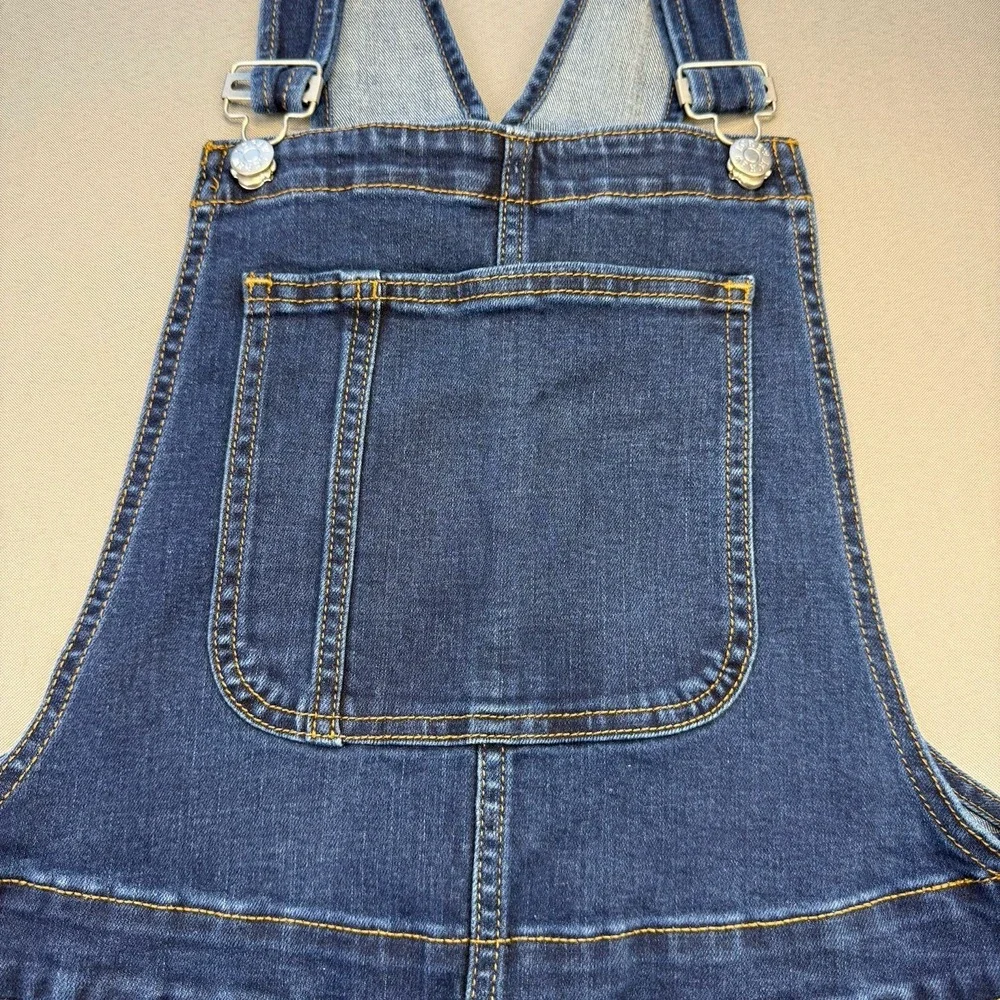 J.Crew Denim Skinny Overalls Med Wash Blue Jean Signature Stretch Size Medium‎